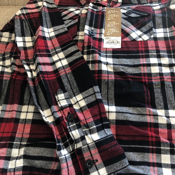 Sonoma boys plaid, red, black and white button down dress shirt - Picture 2 of 4